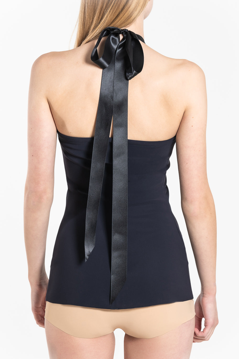 T9 Open back satin bow top