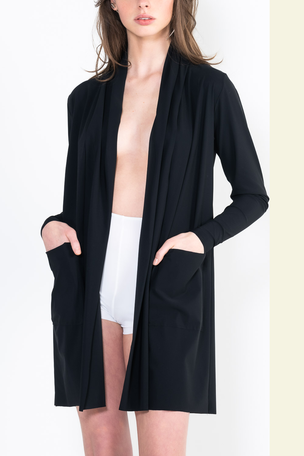 L35 Gilet col chale poche