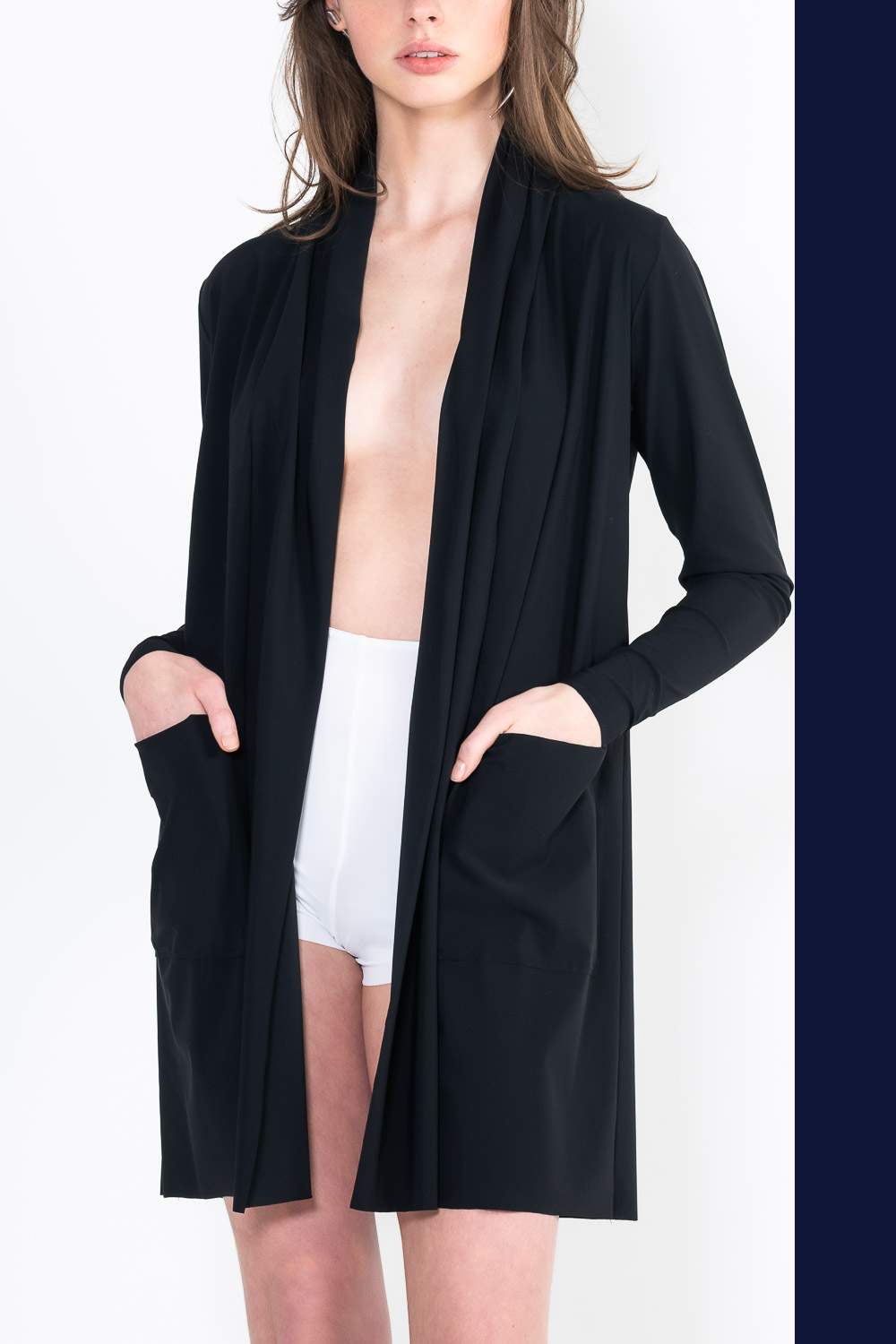 L35 Gilet col chale poche