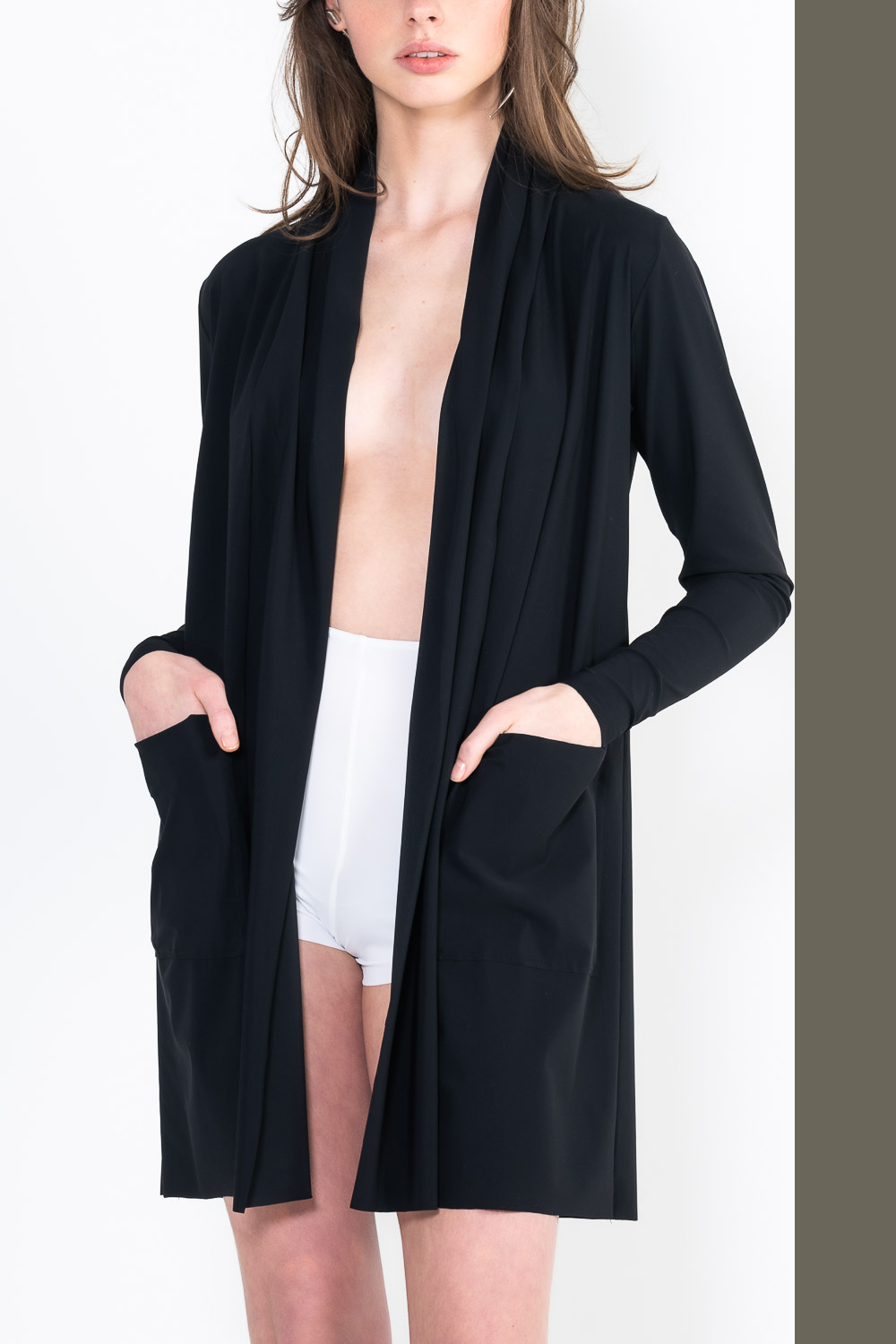 L35 Gilet col chale poche