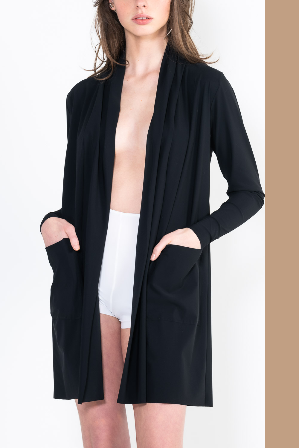 L35 Gilet col chale poche
