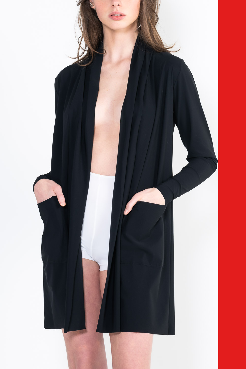 L35 Gilet col chale poche