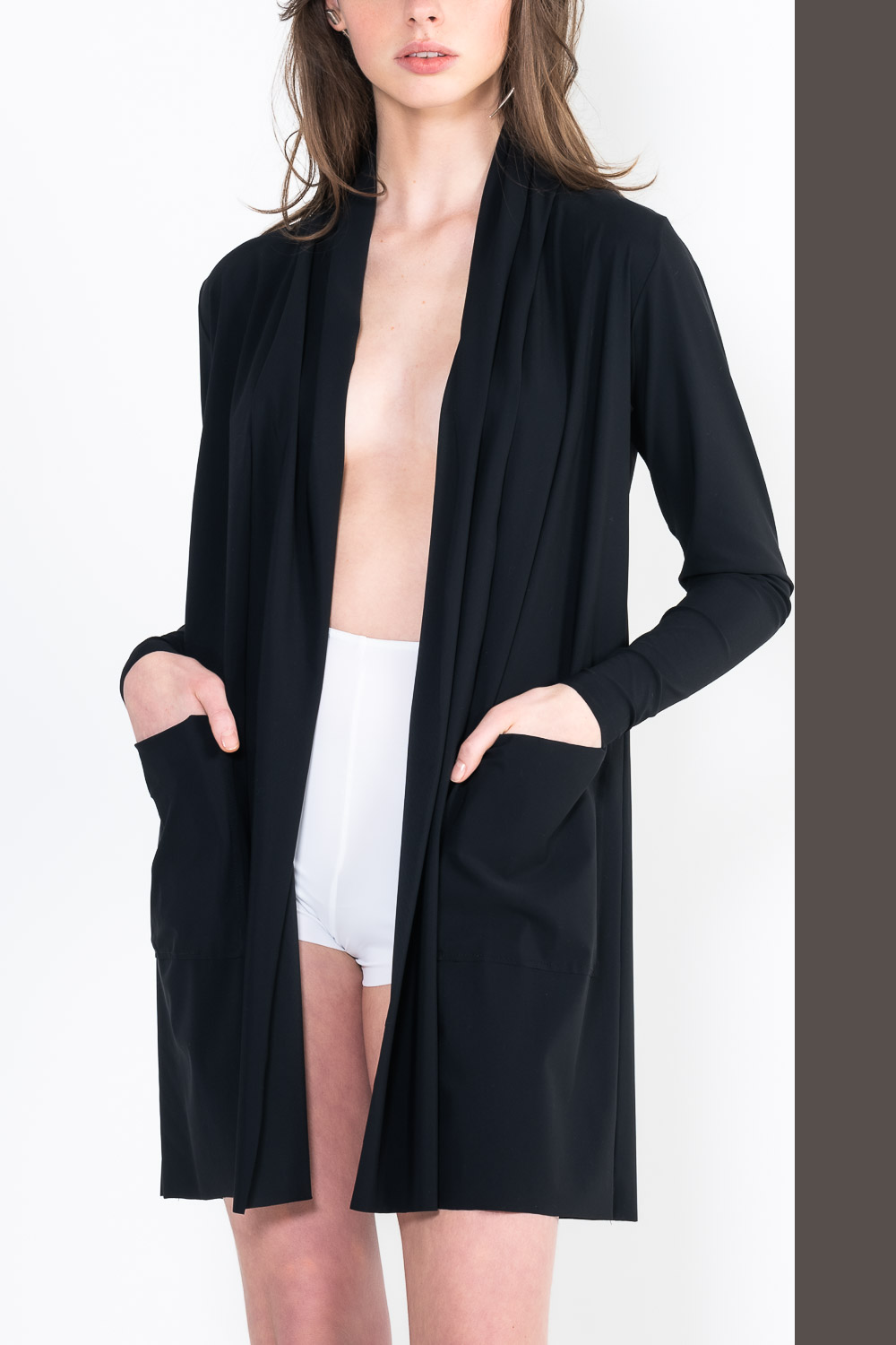L35 Gilet col chale poche