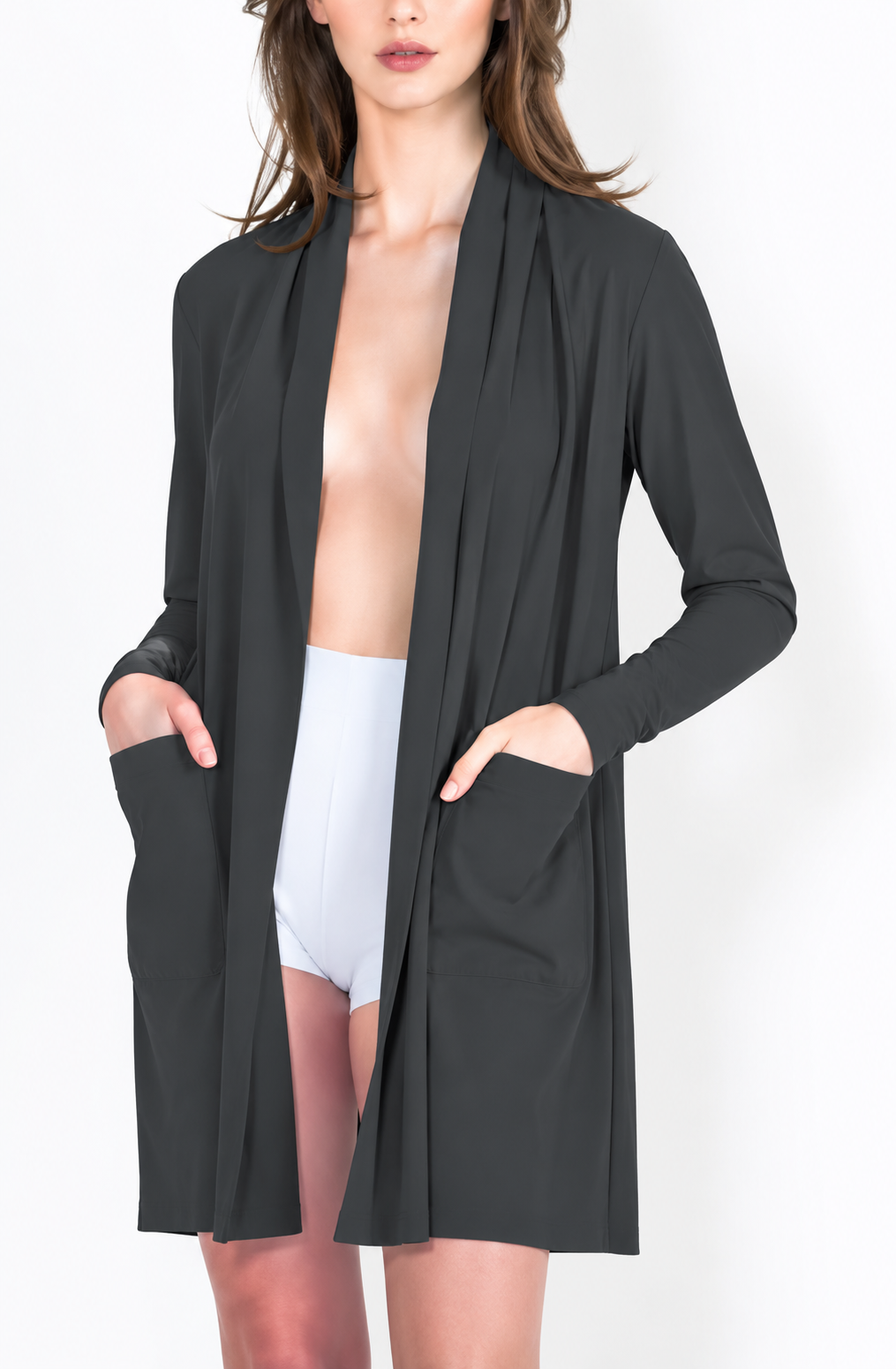 L35 Gilet col chale poche