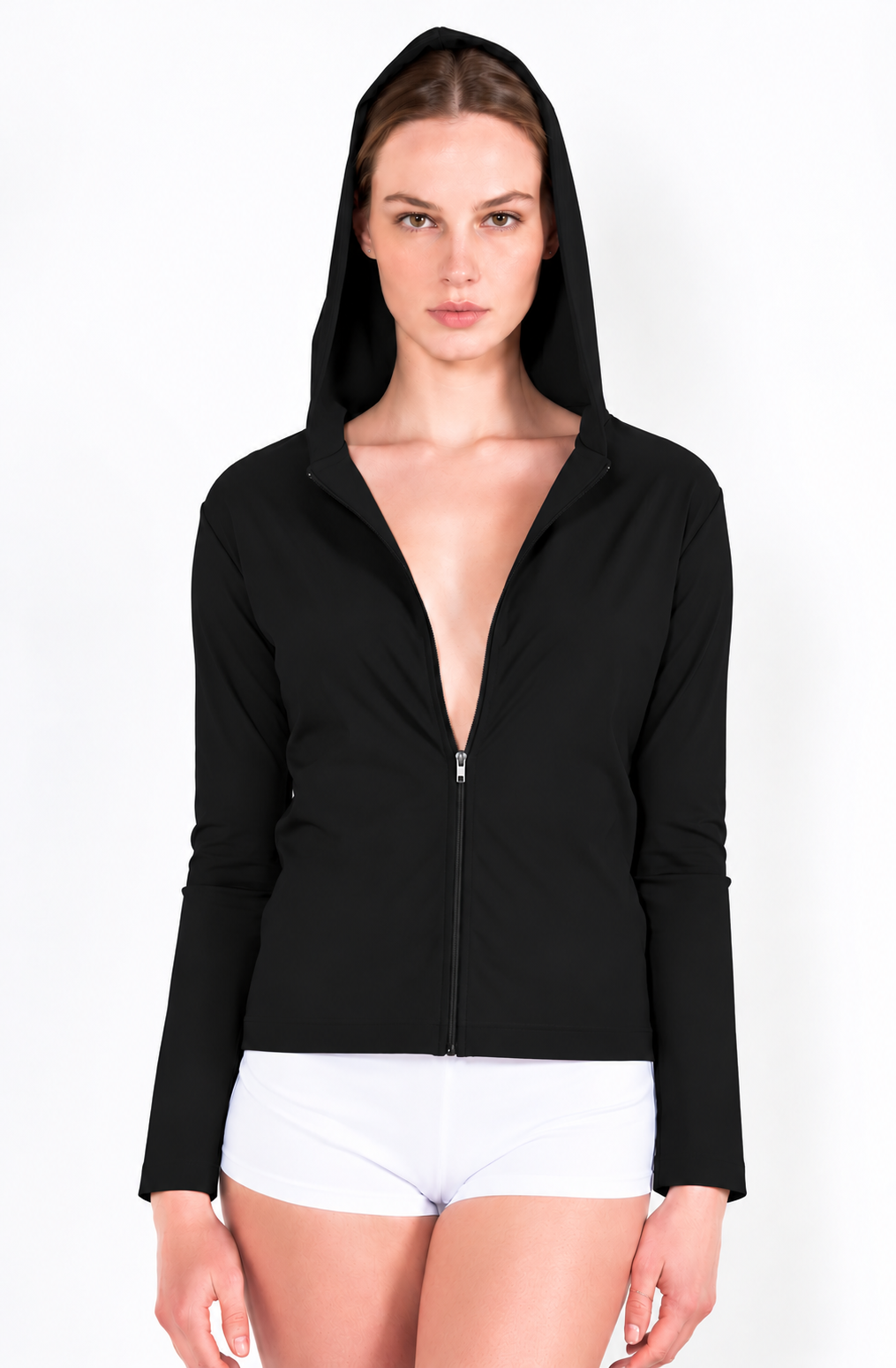 L68 Gilet jogging capuche zip devant