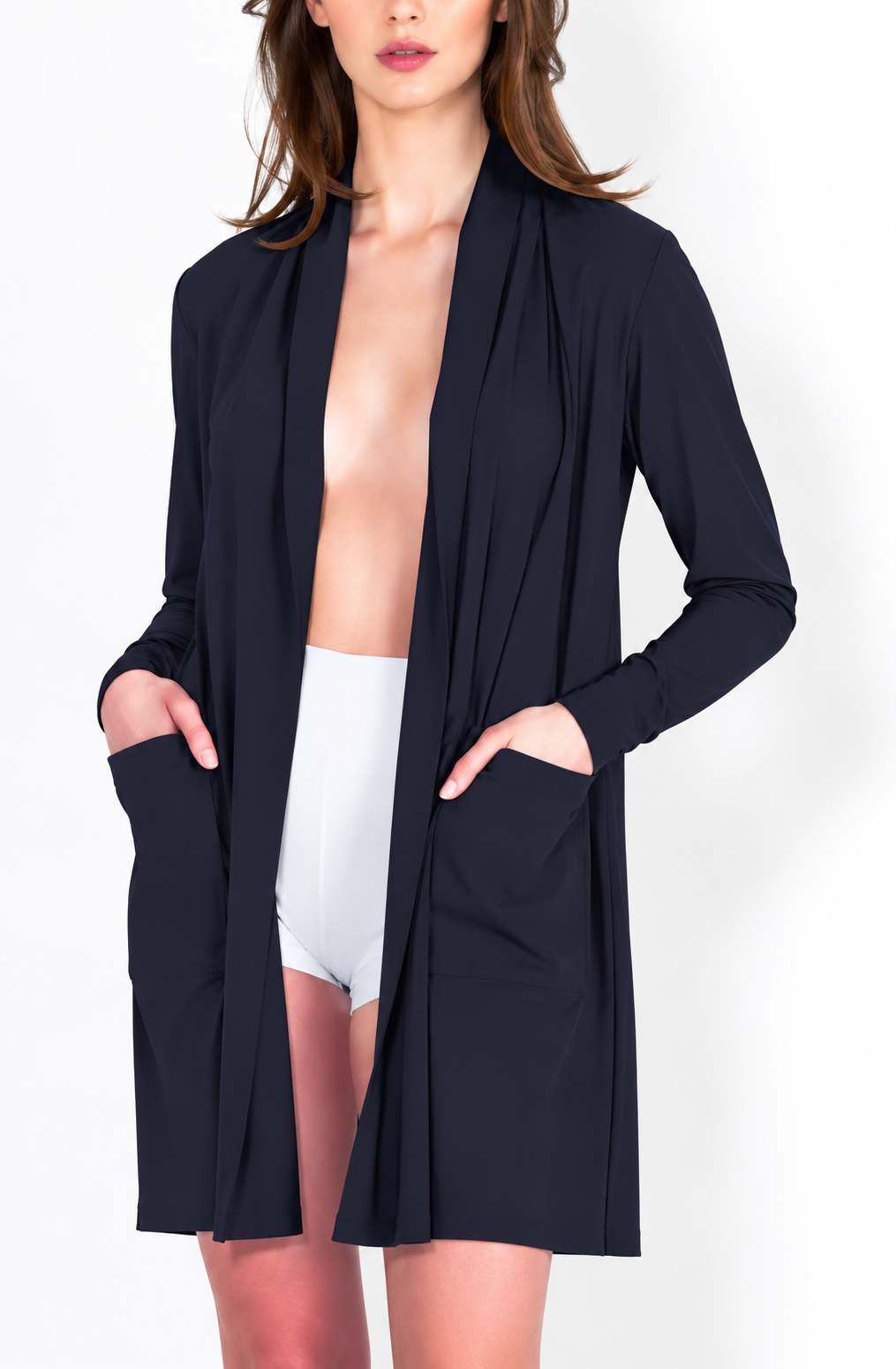 L35 Gilet col chale poche