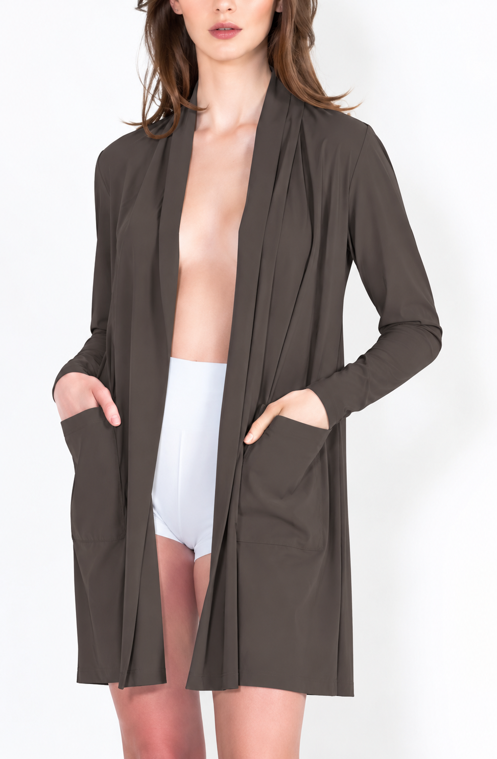 L35 Gilet col chale poche