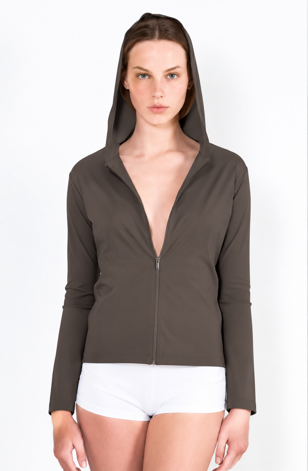 L68 Gilet jogging capuche zip devant