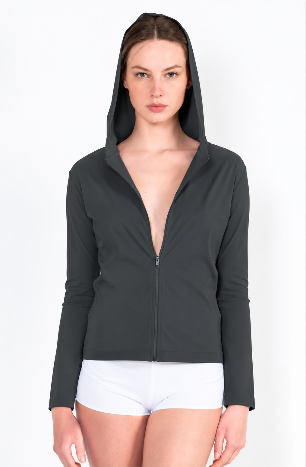 L68 Gilet jogging capuche zip devant